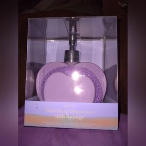 Heart Dish Soap Dispenser with Sponge - Purple